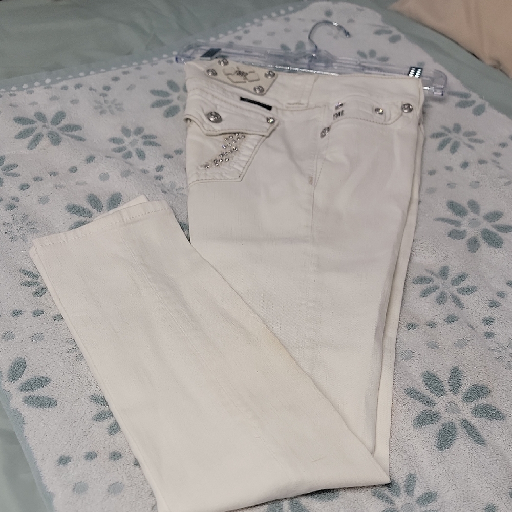 Miss Me Women's Cream Straight Leg Jeans